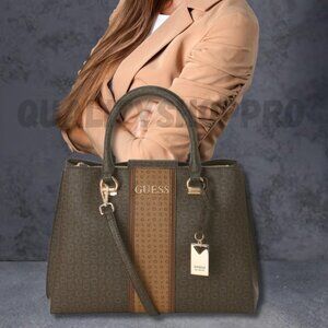 GUESS Dark Brown Handbag with Gold Details & Removable Strap Brand New with Tag